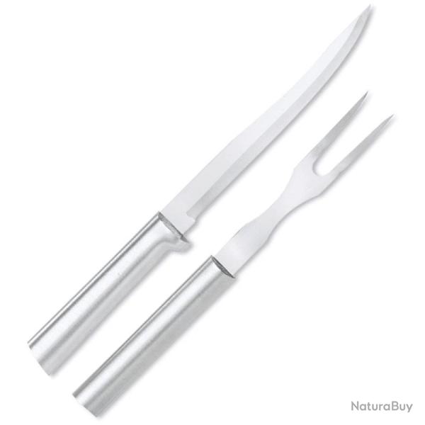 Lot Couteau de Cuisine Rada Carving Lame Acier T420 Manche Alu Argent� Made In USA RDCS13