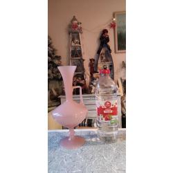 Superbe vase en ?opaline?  vieux rose  HAUTEUR 32 CM