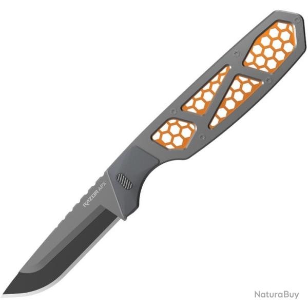 Couteau Outdoor Edge Razor APX 2,5 Lame Acier 420J2 Manche Acier-PP Gris-Orange �tui OEAPX255C