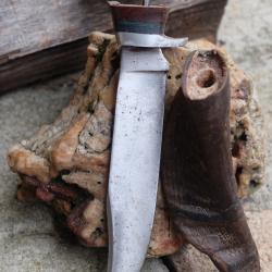 Lame + Manche A Assembler - Lame Clip Point Acier Carbone 1055 + Manche Corne Antilope &agrave; Fixer