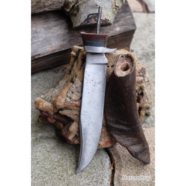 Lame + Manche A Assembler - Lame Clip Point Acier Carbone 1055 + Manche Corne Antilope � Fixer