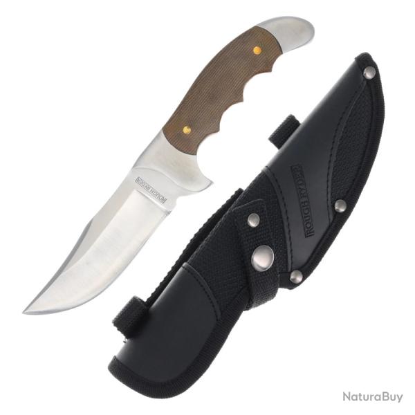 Couteau Fixe Rough Ryder Tater Skin Lame Acier 440 Manche Micarta Brun �tui Nylon RR2340