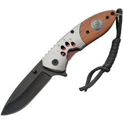 Couteau A/O Rite Edge Wolf Track Lame Acier 3Cr13 Manche Bois Brun Linerlock CN300272WF