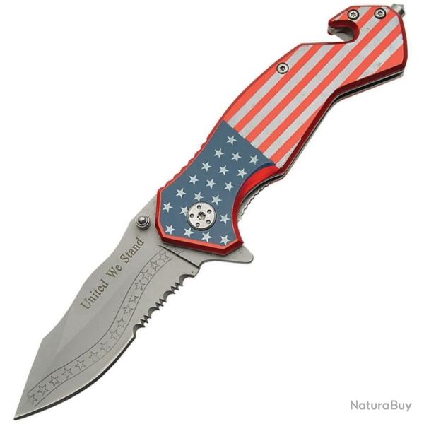 Couteau Rite Edge USA Flag Lame Acier Inox Manche Aluminium Multicolore Linerlock CN300235US