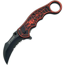 Couteau A/O Rite Edge Spider Karambit Lame Inox Manche Aluminium Noir/Rouge Linerlock CN300224RD