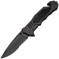 Couteau Rite Edge Night Rescue Lame Acier Inox Manche Aluminium Noir Linerlock CN300136