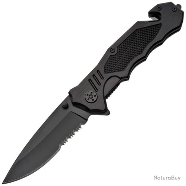Couteau Rite Edge Night Rescue Lame Acier Inox Manche Aluminium Noir Linerlock CN300136