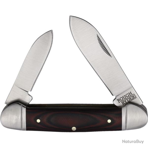 Couteau Rough Ryder Canoe 2 Lames Acier 440A Manche G10 Noir/Rouge Slip Joint RR2297