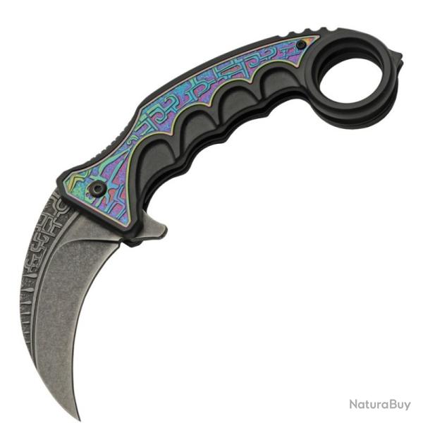 Couteau A/O Rite Edge Gothic Karambit Lame Acier 3Cr13 Manche ABS/Inox Noir/Spectrum CN300612RB