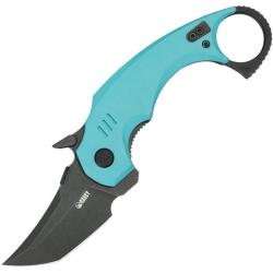 Couteau Kubey Jaw Tanto Lame Acier 14C28N Manche G10 Bleu Tiffany Linerlock KUB439D