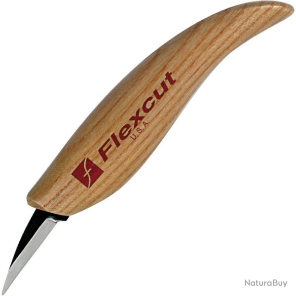 Couteau Fixe Flexcut Detail Knife Lame Acier Carbone Manche Fr�ne Naturel Made In USA FLEXKN13