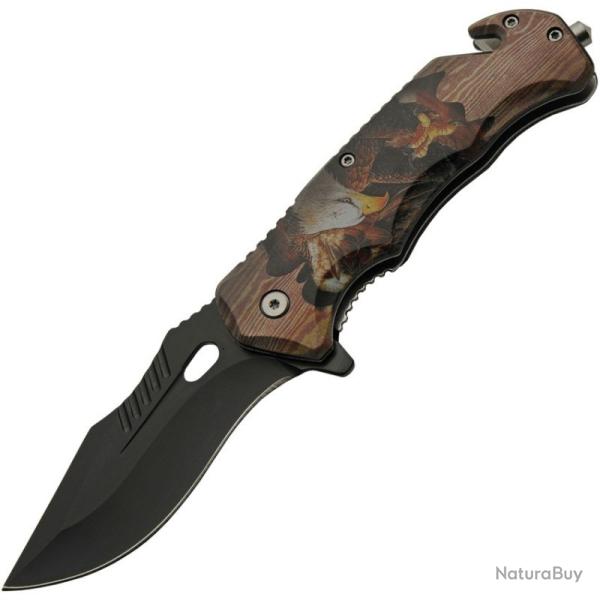 Couteau A/O Rite Edge Wildlife Eagle Lame Acier Inox Manche ABS Brun Linerlock CN300556EG