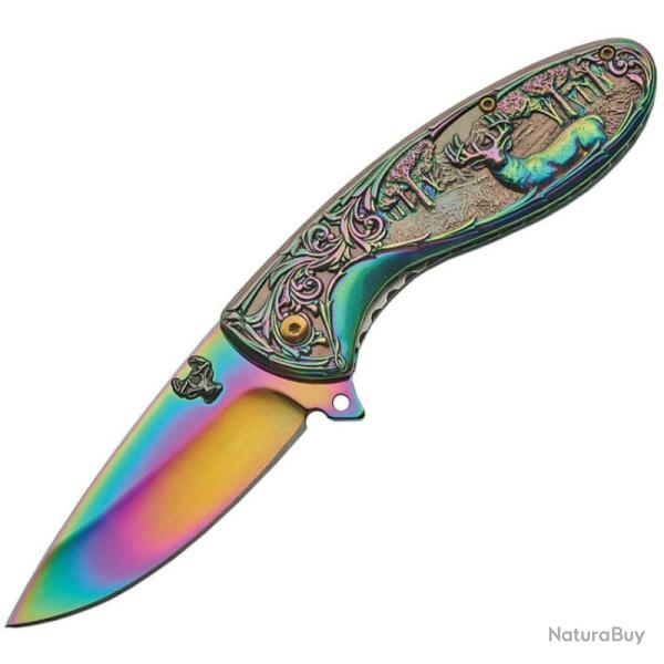 Couteau A/O Rite Edge Deer Lame Acier Inox Manche Inox Spectrum Linerlock CN300428RB