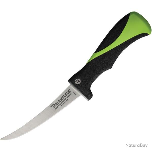 Couteau Relentless Knives Curved Fillet 6 Lame Titane Manche ABS Noir et Vert �tui Cuir RKN6CFK