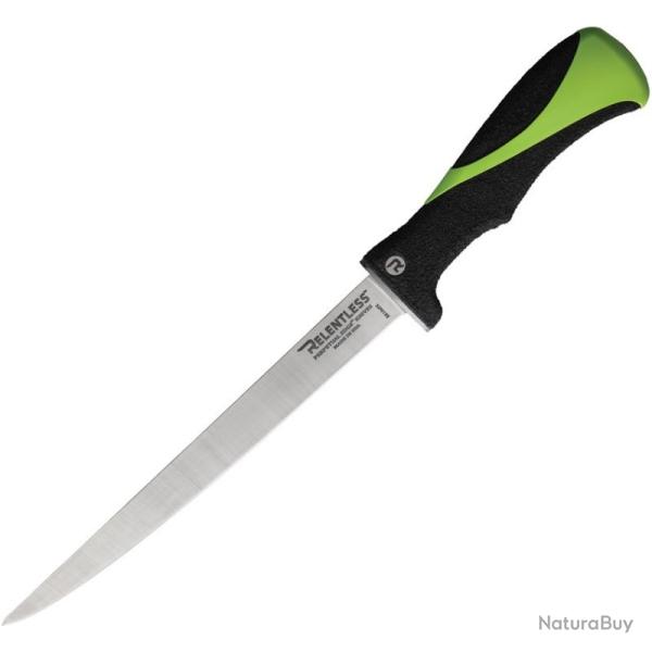 Couteau Relentless Knives Straight Fillet Lame Titane Manche ABS Noir et Vert Made In USA RKN10SFK