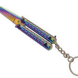 THIRD PORTE CLES PAPILLON ARC EN CIEL 5.5CM TOUT INOX