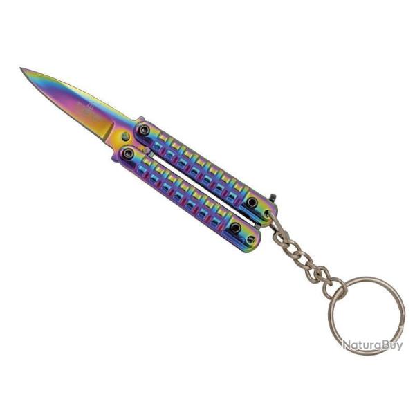 THIRD PORTE CLES PAPILLON ARC EN CIEL 5.5CM TOUT INOX