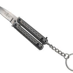 THIRD PORTE CLES PAPILLON 5.5CM TOUT INOX NOIR