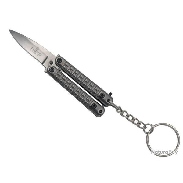 THIRD PORTE CLES PAPILLON 5.5CM TOUT INOX NOIR