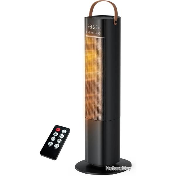 Chauffage d'Appoint soufflant silencieux 2000W avec T�l�commande Oscillant � 75�, 3 Modes, Minuterie