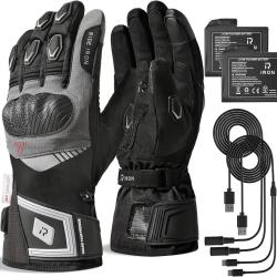 Gants Moto Chauffants Taille L, CE Niveau 1 KP, &Eacute;cran Tactile Chauffage jusqu'au bout des doigts, 3
