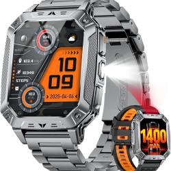 Montre Connect&eacute;e Homme, 2.01'' Smartwatch avec LED Lampe, 100+ Modes Sportifs, &Eacute;tanch&eacute;it&eacute; IP68, Appe