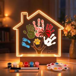Kit d'empreintes de main avec veilleuse LED, empreinte de pied de b&eacute;b&eacute; avec Empreinte de main pour c