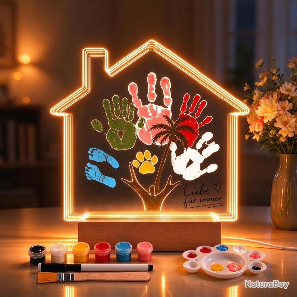 Kit d'empreintes de main avec veilleuse LED, empreinte de pied de b�b� avec Empreinte de main pour c