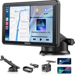 &Eacute;cran Voiture 7 Pouces CarPlay sans Fil avec Cam&eacute;ra de Recul HD Android Auto Apple CarPlay,Portable
