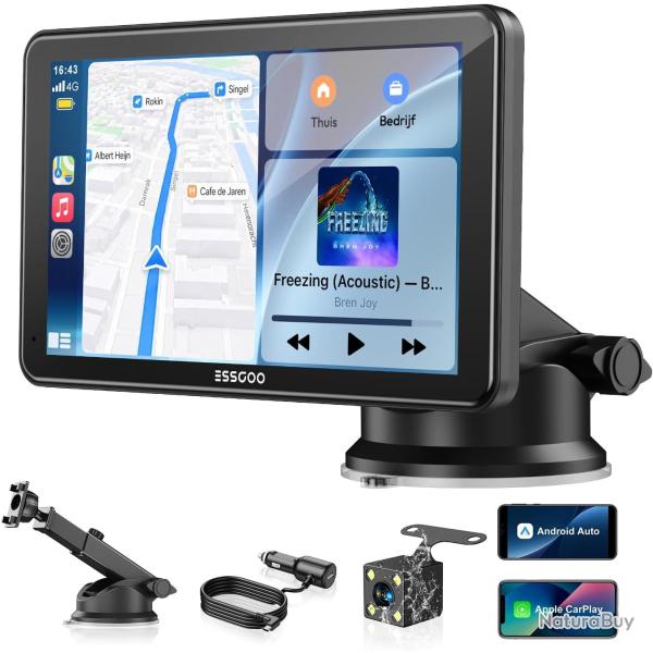 �cran Voiture 7 Pouces CarPlay sans Fil avec Cam�ra de Recul HD Android Auto Apple CarPlay,Portable