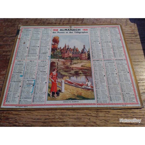 Calendrier des PTT de 1939 - D�but de la guerre WW2