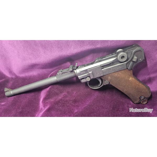 Pistolet Luger LP08 Artillerie DWM 1918/1920 - double date ! P08 Long monomatricule - Categorie B