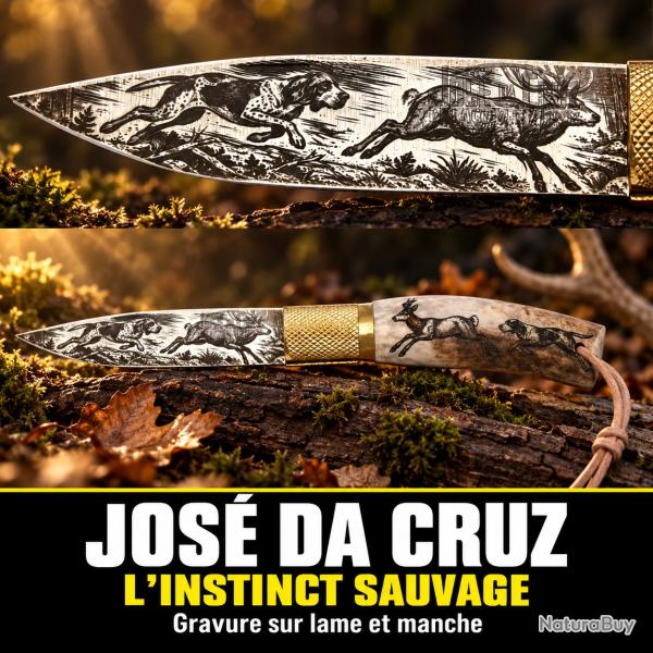 Couteau Jose Da Cruz bois cerf personnalis� chien cerf