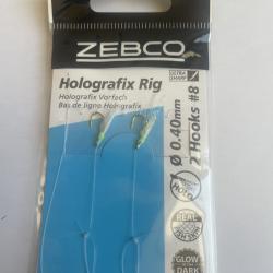 Bas de ligne Holografix Zebco - 0.40 mm - 2 hame&ccedil;ons n&deg;8 - 50 cm - Neuf
