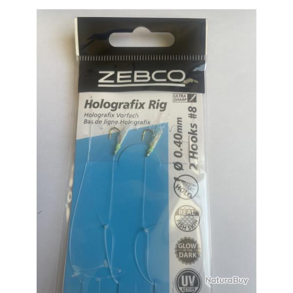 Bas de ligne Holografix Zebco - 0.40 mm - 2 hame�ons n�8 - 50 cm - Neuf