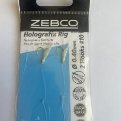 Bas de ligne Holografix Zebco - 0.40 mm - 2 hame&ccedil;ons n&deg;10 - 50 cm - Neuf
