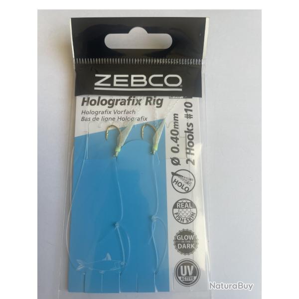 Bas de ligne Holografix Zebco - 0.40 mm - 2 hame�ons n�10 - 50 cm - Neuf