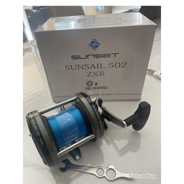 Moulinet Sunset Sunsail 502 ZXR - Neuf + nylon bleu - 7kg frein
