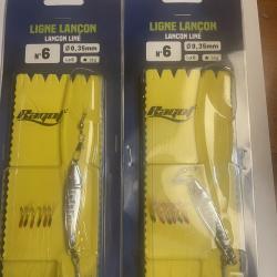 Lot de 2 bas de ligne Ragot lan&ccedil;on - 6 hame&ccedil;ons n&deg;6 - 0,35 mm - 18 g - neuf