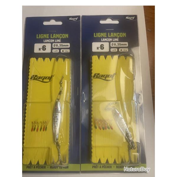 Lot de 2 bas de ligne Ragot lan�on - 6 hame�ons n�6 - 0,35 mm - 18 g - neuf