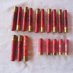 Lot de 18 cartouches de collection en carton 410 et 12 mm