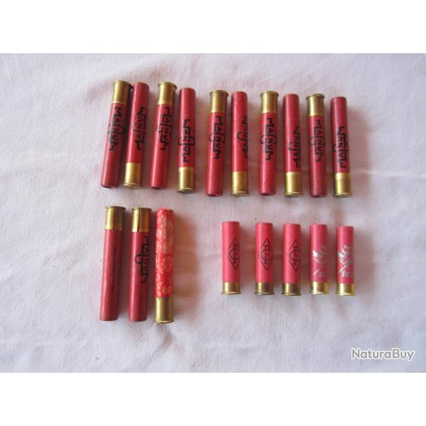 Lot de 18 cartouches de collection en carton 410 et 12 mm