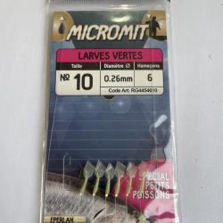Ragot Micromit Larves Vertes - 6 hame&ccedil;ons n&deg;10 - 0,26 mm - Neuf RG4454610