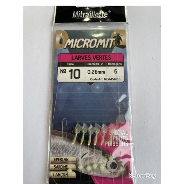 Ragot Micromit Larves Vertes - 6 hame�ons n�10 - 0,26 mm - Neuf RG4454610