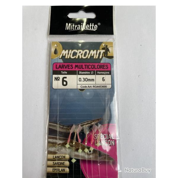 Ragot Micromit Larves Multicolores - 6 hame�ons n�6 - 0,30 mm - Neuf RG4453606