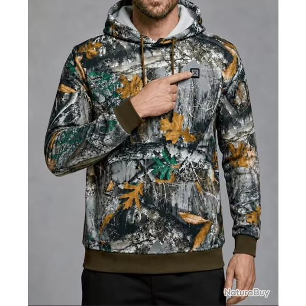 Veste Chauffante Chasse Camo 14 Zones | Sweat � Capuche Thermique USB