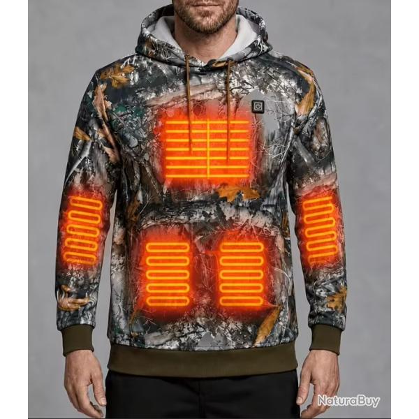 PACK Veste Chauffante Chasse Camo 14 Zones + Batterie Powerbank 10000mAh