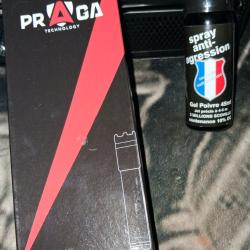 Pack auto-d&eacute;fense 3 - Lampe shocker PRAGA w6 10 000 000 volts + bombe poivre 45ml