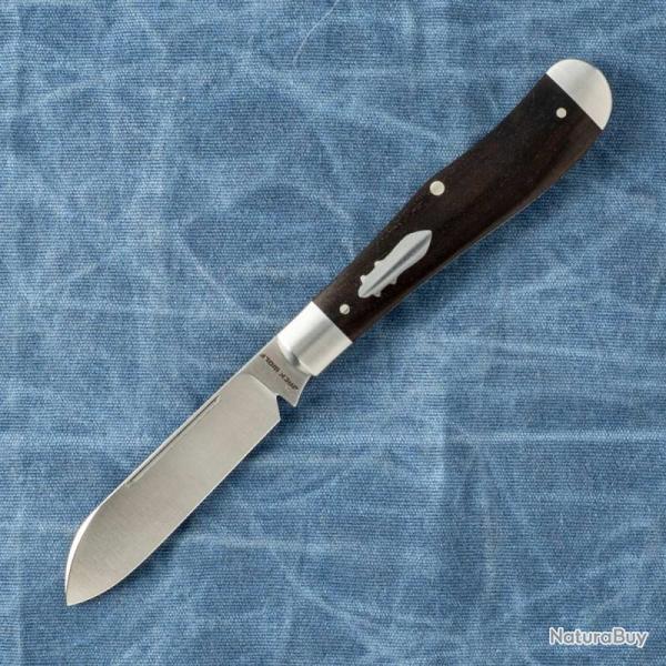 Couteau Jack Wolf Knives Eureka Lame Acier 14C28N Manche �b�ne Noir Slip Joint JW44144