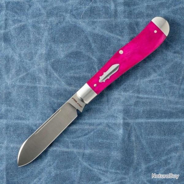 Couteau Jack Wolf Knives Eureka Lame Acier 14C28N Manche Os Violet Slip Joint JW44151